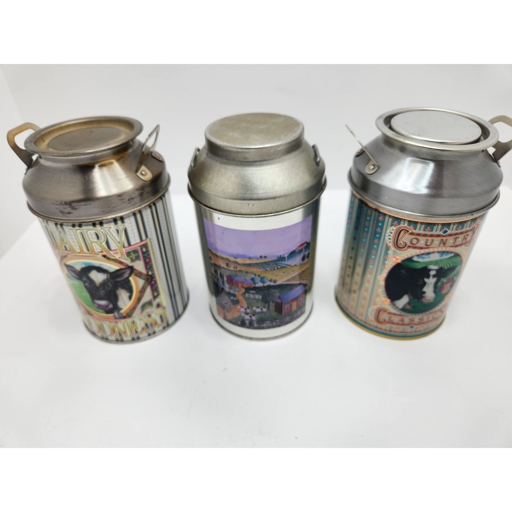 Vintage‎ Collectible Metal Tin Milk Cans 6" Tall, 3" Wide Estimated